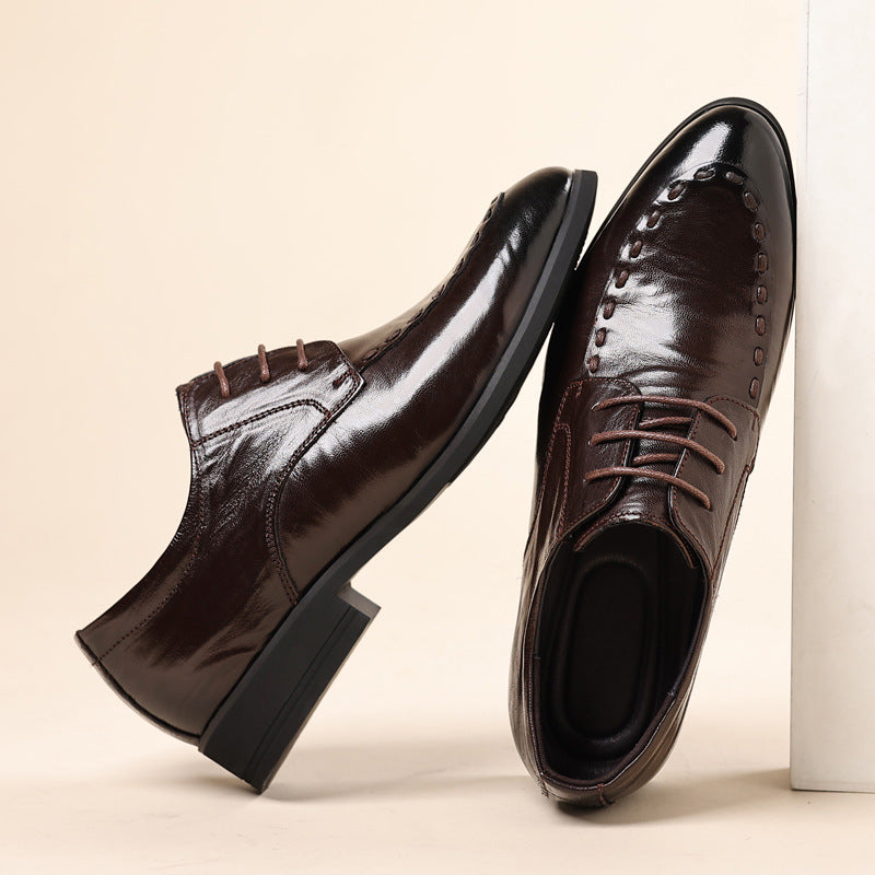 Men's business casual leather shoes genuine leather top layer sheepskin men's shoes soft sole formal dress pointed-toe shoes wholesale men's shoes