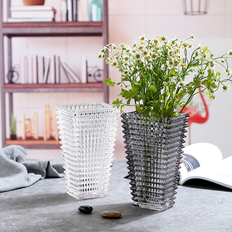 Nordic ins style high-end transparent crystal glass vase wholesale decorative hydroponic flowers home thickening ornaments