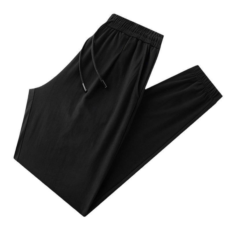Ultra thin summer thin cotton casual long pants light gray loose straight leg sweatpants elastic waist men's sweatpants