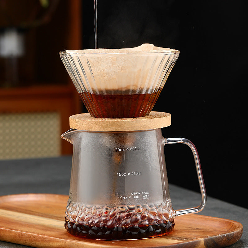Coffee pot filter cup drip pot filter glass sharing pot with graduated set filter cup with holder, coffee pot