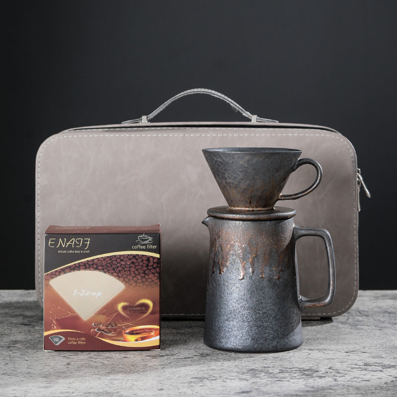 Gilt pour-over set, coffee gift box, coffee utensils, coffee pot, gift drip filter v60 household filter paper grinder