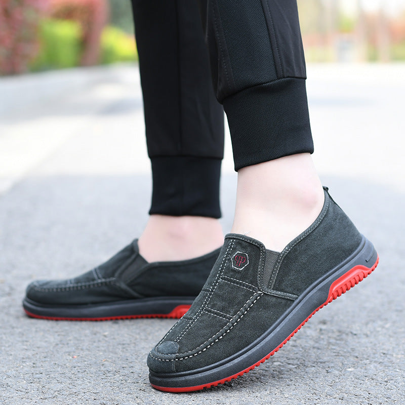 Old Beijing cloth shoes men's breathable soft-soled work shoes cow a kick dad canvas shoes wholesale casual single shoes on behalf of the hair