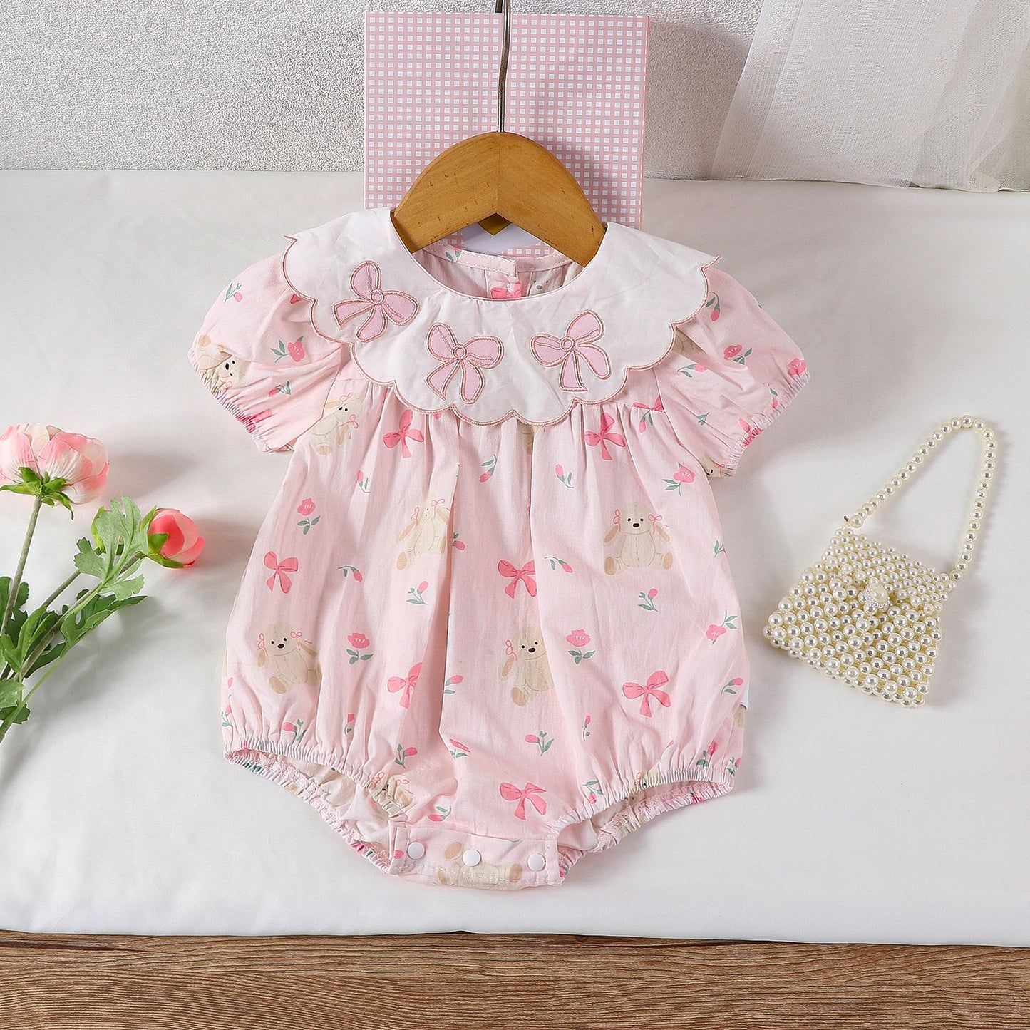 Baby girl baby summer dress one-piece full moon hundred days princess hayi summer thin short sleeve bag fart clothes in stock