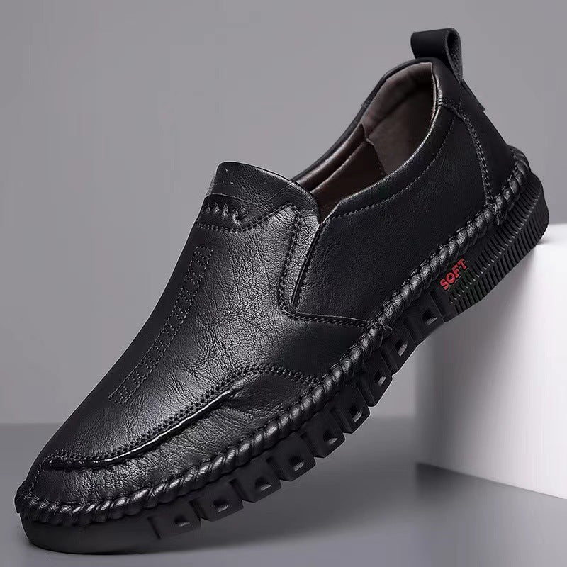 Foreign trade men's shoes spring and autumn men's leather shoes business shoes leather shoes men's leather soft sole middle-aged low-top casual shoes