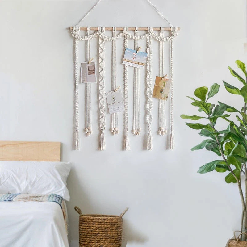 Nordic Home Decoration Wall Hanging Tapestry Tassel Photo Clip Hand Tapestry Woven Bohemian Photo Wall