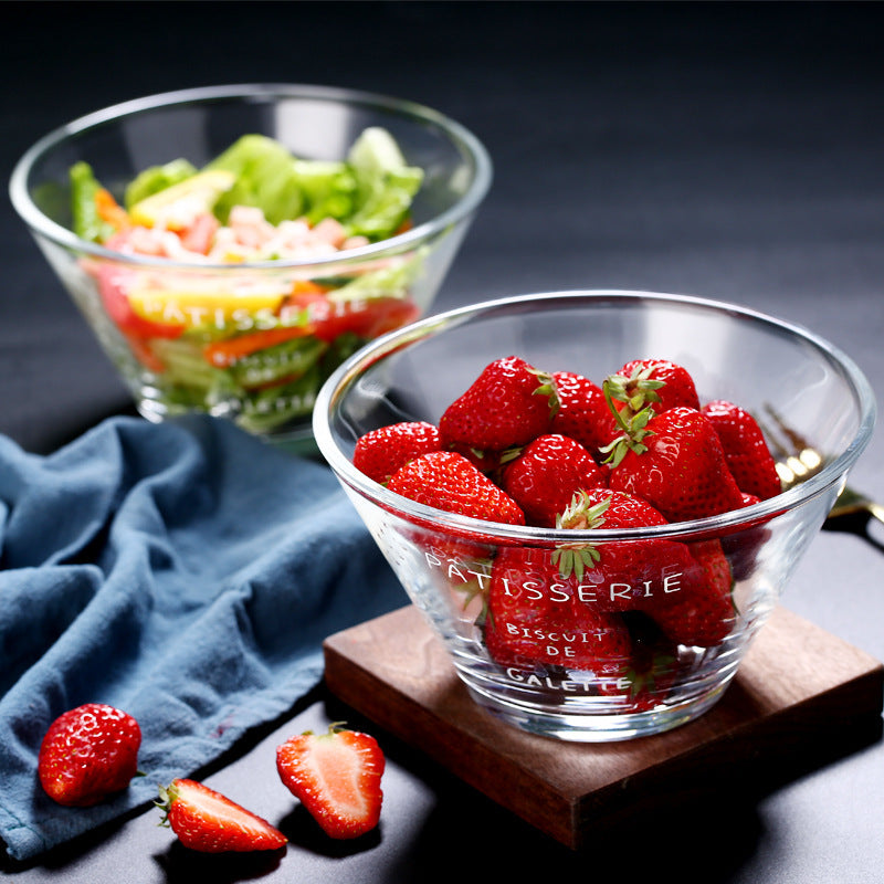 Home Glass Bowl Instant Noodle Bowl Single Noodle Bowl Home Salad Plate Ins Cute Fruit Salad Bowl Soup Bowl Cutlery