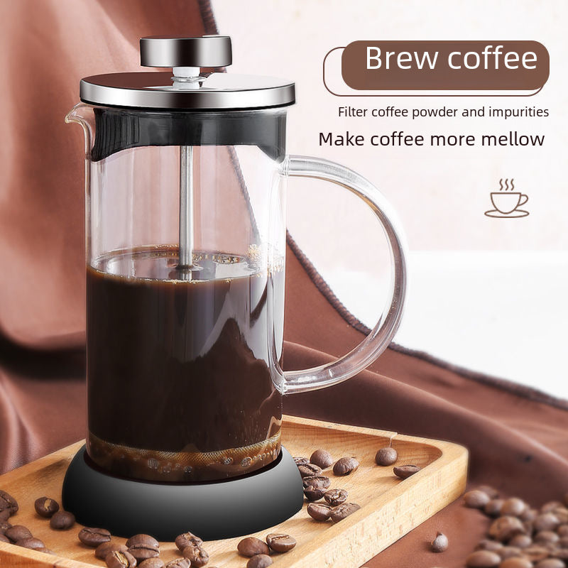 Factory direct sales of new tea heat-resistant tea brewing device, high borosilicate glass teapot, hand-poured coffee pot, French press tea set
