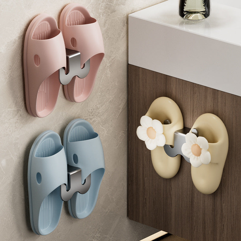 Bathroom slipper rack non-perforated wall hanging toilet shelf toilet door behind shoe storage hanger artifact drainage