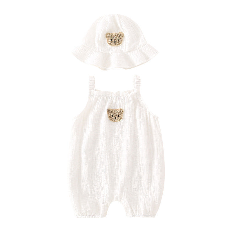 Babies newborn babies summer thin suspenders, boneless cotton gauze, one-piece clothes, men's and women's super cute foreign climbing clothes