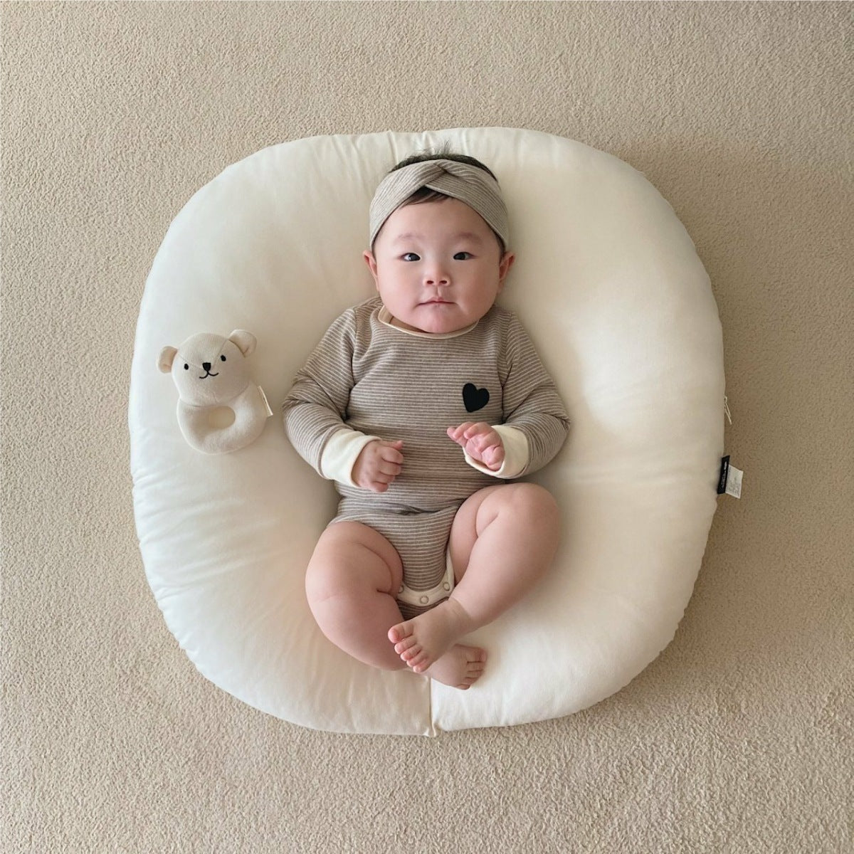 Newborn clothes A baby striped triangle crawling suit + high-waisted belly pants + headband three-piece baby suit