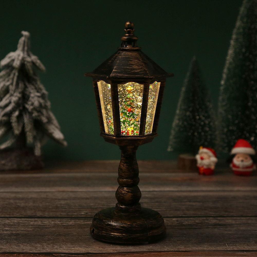 Christmas decorations glowing water filled hexagonal table lamp Christmas ornaments night light creative ornaments Christmas gifts