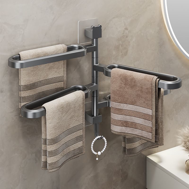 Bathroom rotating towel rack wall mounted punching-free slipper rack hanging bar bathroom storage rack multi-pole hanger artifact