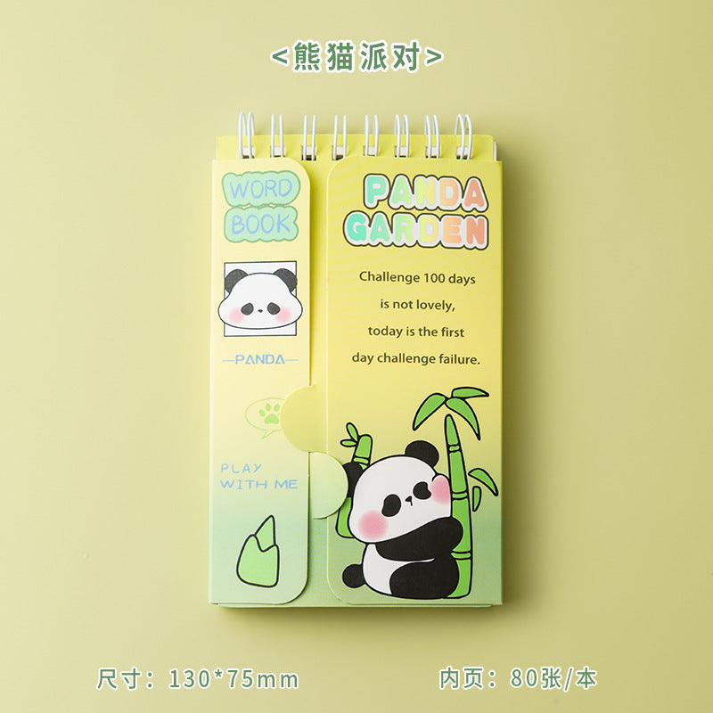 Cartoon cute panda English word book can cover diary, portable portable notebook, pocket book