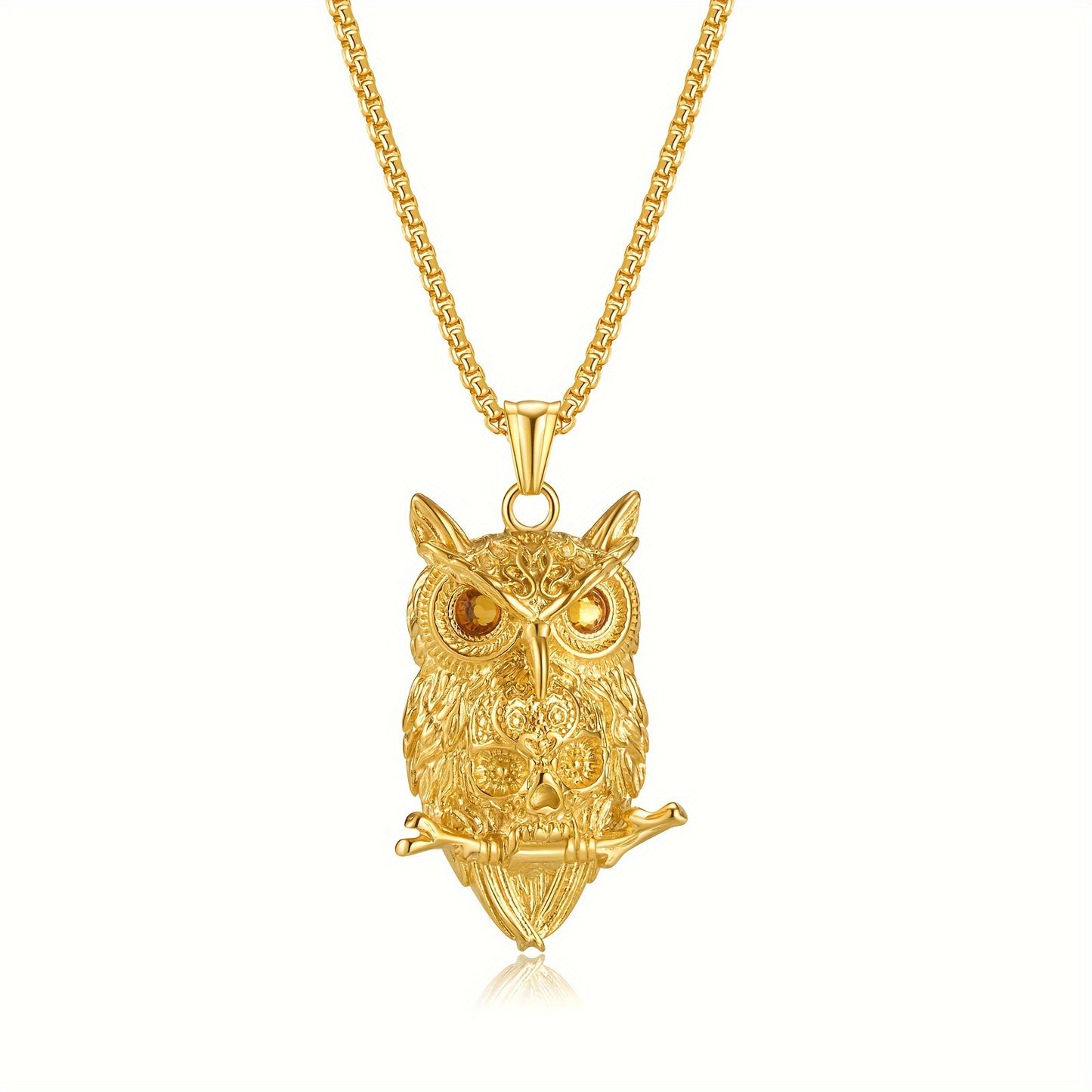 European and American style accessories vintage punk owl skull pendant necklace for men