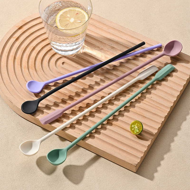 Food grade silicone double-ended spatula mixing spoon mixing stick milk powder honey high temperature resistant long handle stirring stick