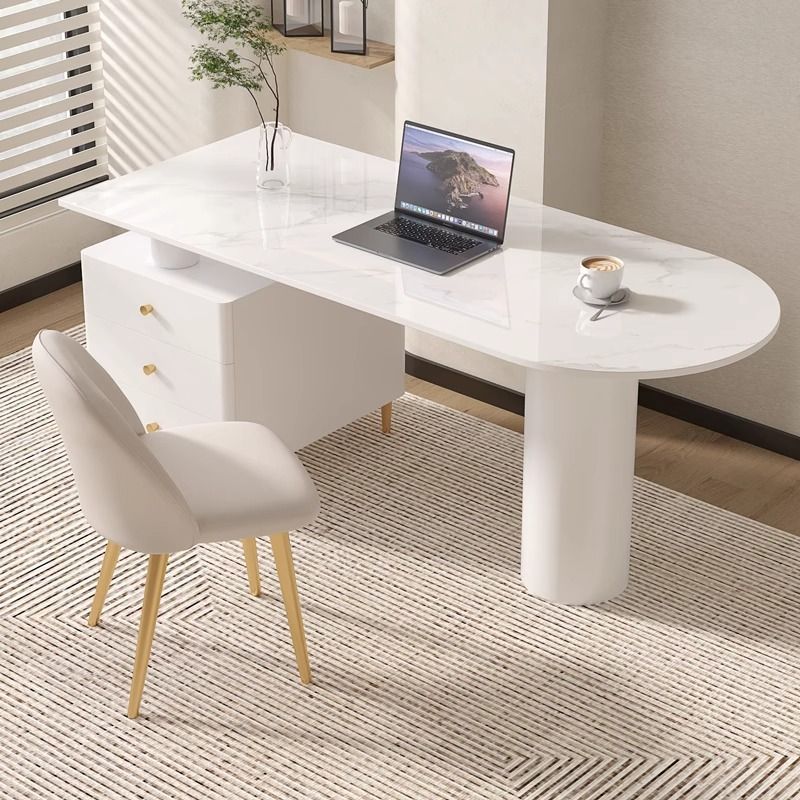 Italian cream style living room, large long desk, light luxury, modern simple rock slab desk chair, study island, computer desk