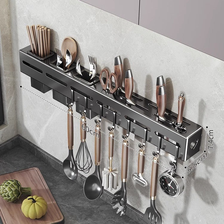 Kitchen rack free punching multi-functional home wall-mounted seasoning chopsticks knife holder supplies complete storage rack