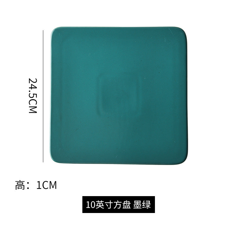 Matte Square Flat Plate Ceramic Dinner Plate