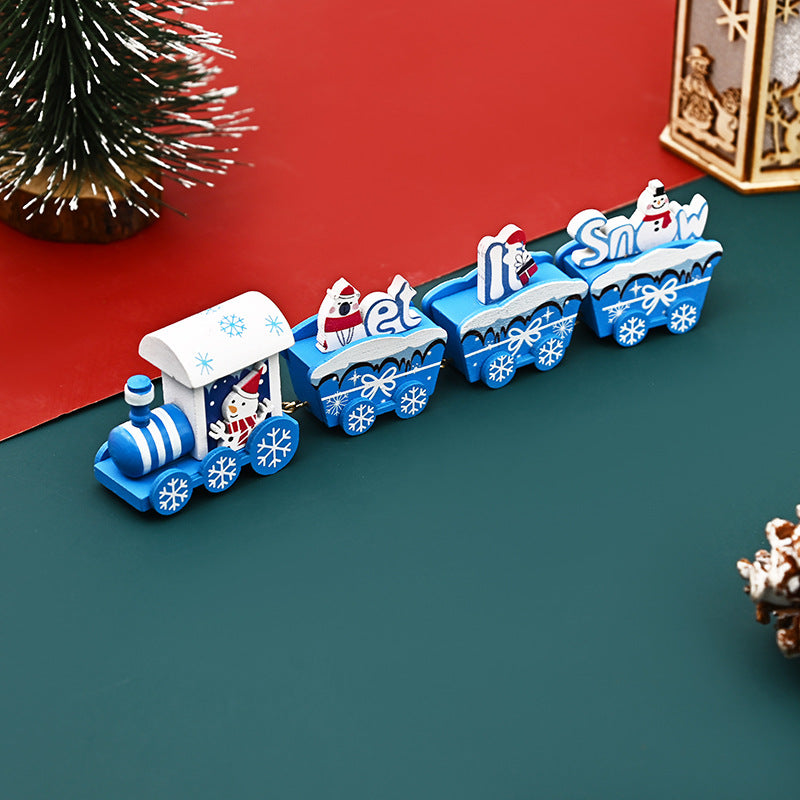2024 Cross-border Wooden Four Festival Five Star Train Christmas Decoration Ornament Holiday Gifts