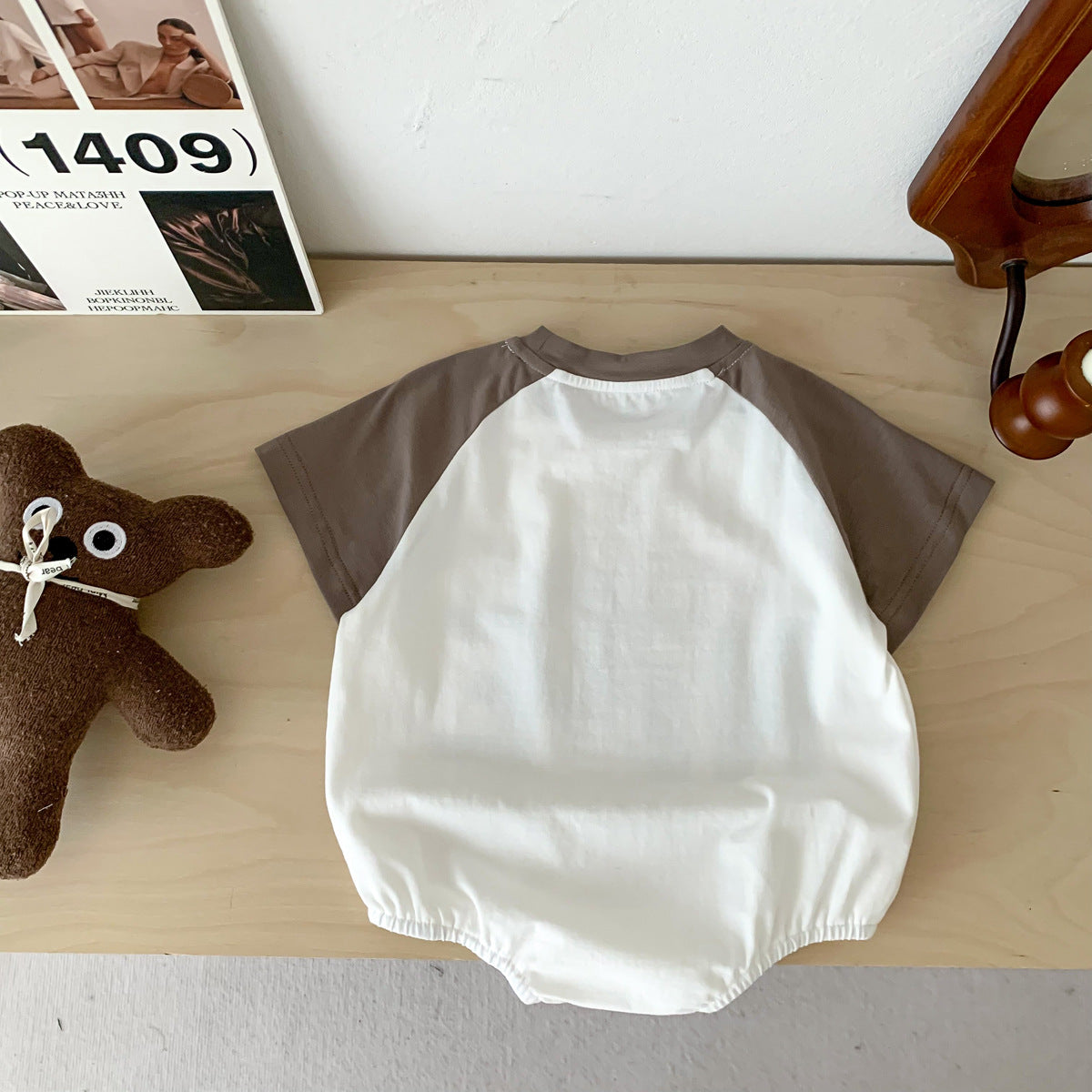 Trendy thin summer Korean version loose men's treasure triangle bag fart clothes baby brown bear soft and comfortable cotton crawling clothes