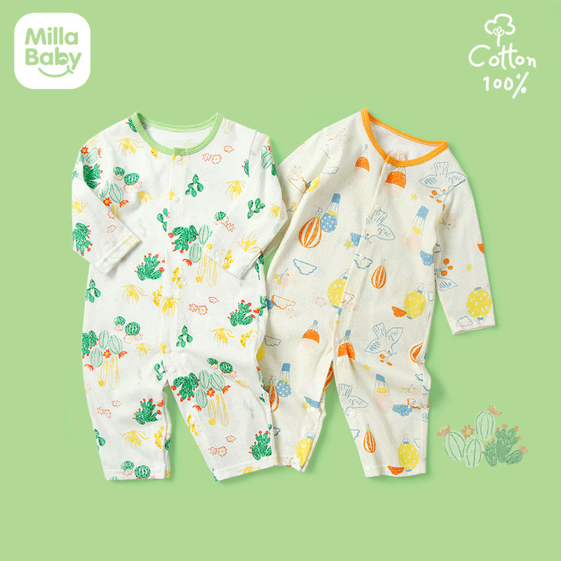 Summer thin baby onesies, newborn long sleeve air-conditioned clothes, children's climbing clothes, Hayi baby pajamas wholesale