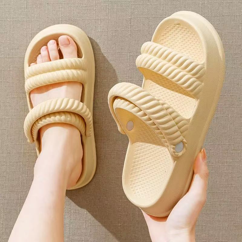 Stepping on shit feeling sandals and slippers women summer outdoor wear cute non-slip thick-soled two-wear sandals soft-soled girls outdoor beach shoes