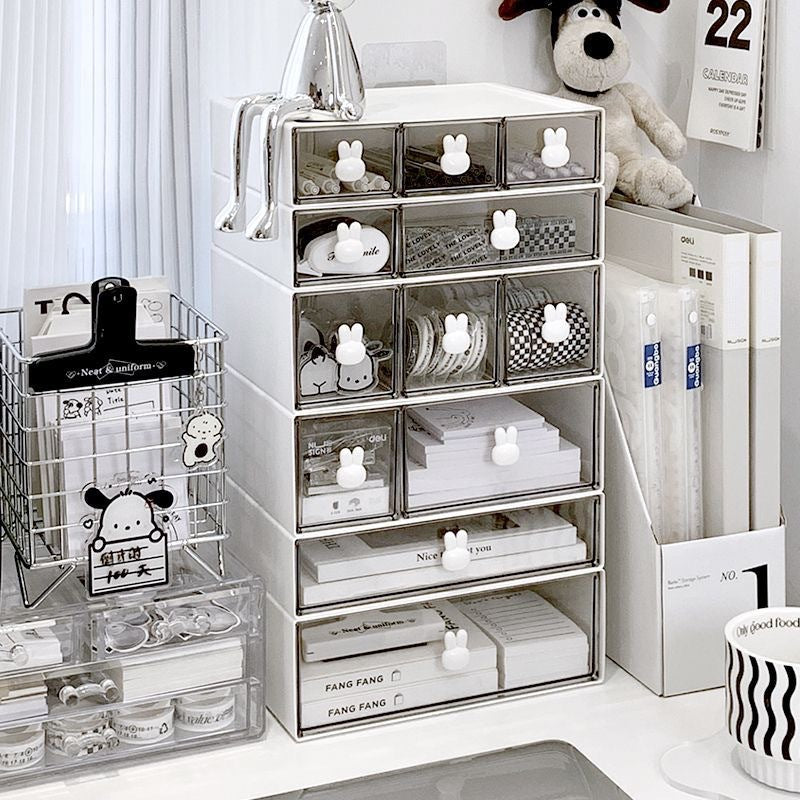 Simple and fashionable stationery storage box, desktop student, multi-compartment drawer, pen holder cabinet, office tape, hair accessories, sundries