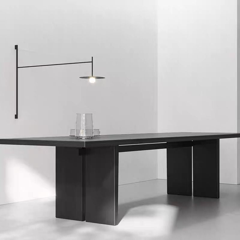 Minimalist solid wood bench table, minimalist industrial style desk, black log slab table, modern conference table, work table