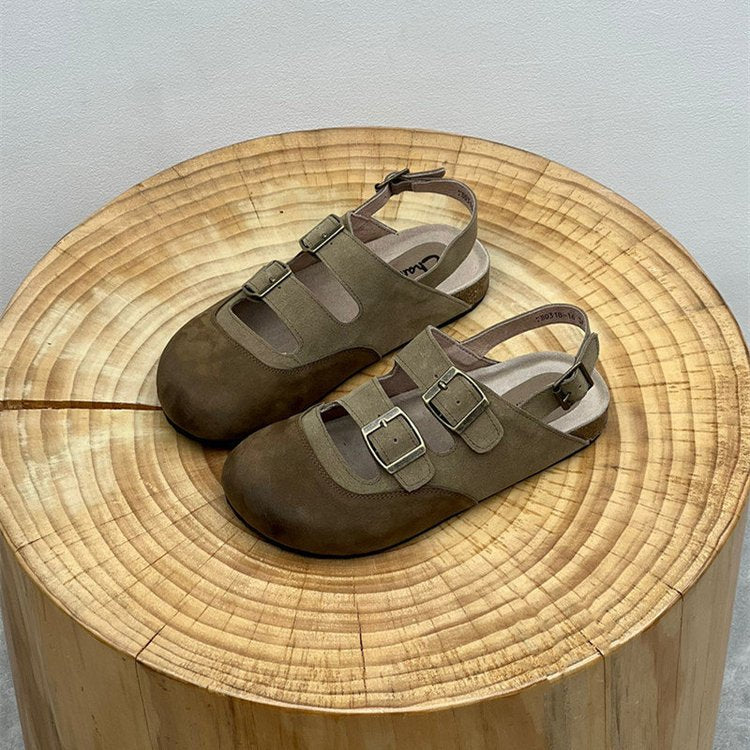 Baotou Sandals Women's Thick-soled Rouge Birkenstock Shoes Women's 2025 Versatile Summer New Wear Casual Semi-Slip Sandals Women