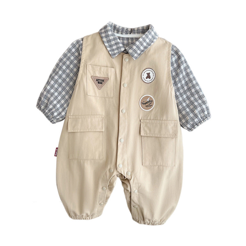 Baby boy clothes onesies, spring clothes, toddlers, 100 days, spring styles, casual Korean version, outing clothes, spring and autumn climbing clothes