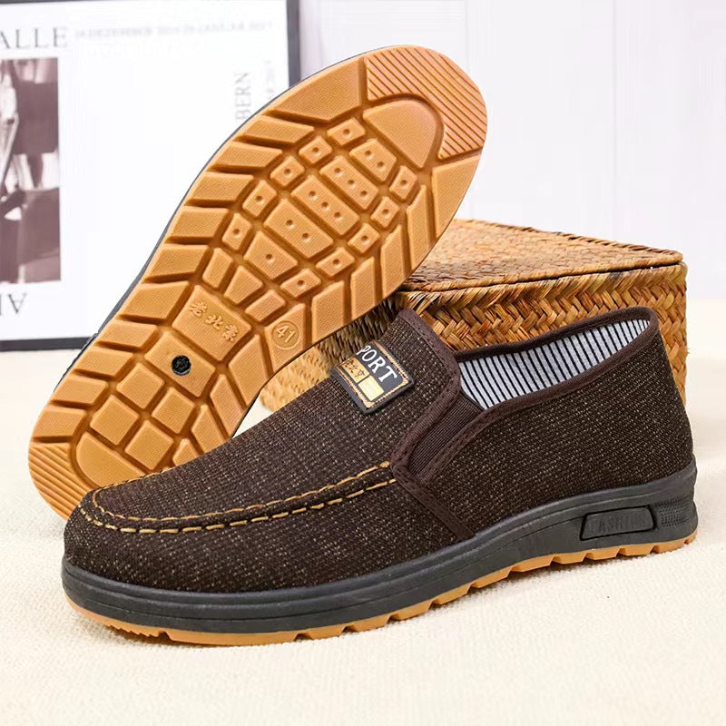 2024 Men's Shoes Spring Casual Shoes New Lightweight and Breathable Versatile Canvas Shoes Men's One-Foot Old Beijing Cloth Shoes
