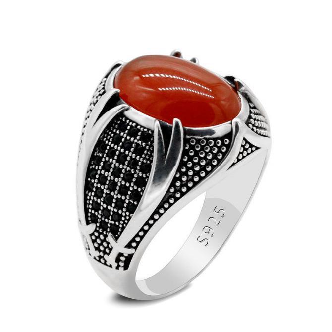 Cross-border new supply of European and American personality retro two-color men's rings foreign trade black agate rings wholesale