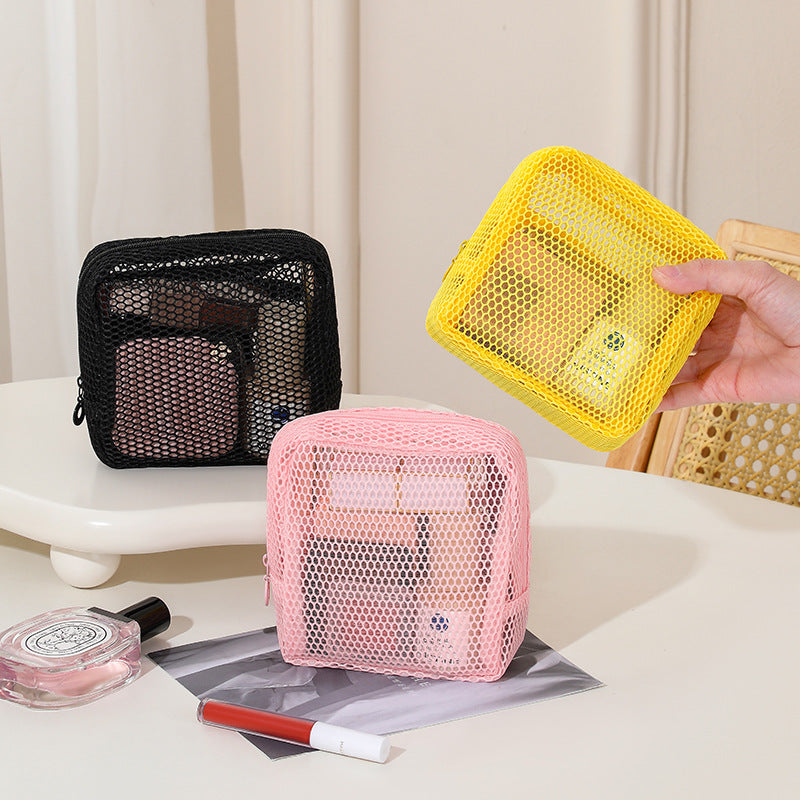 Dopamine color tofu bag Portable mesh cosmetic bag Lipstick small square bag storage bag mesh tampon bag