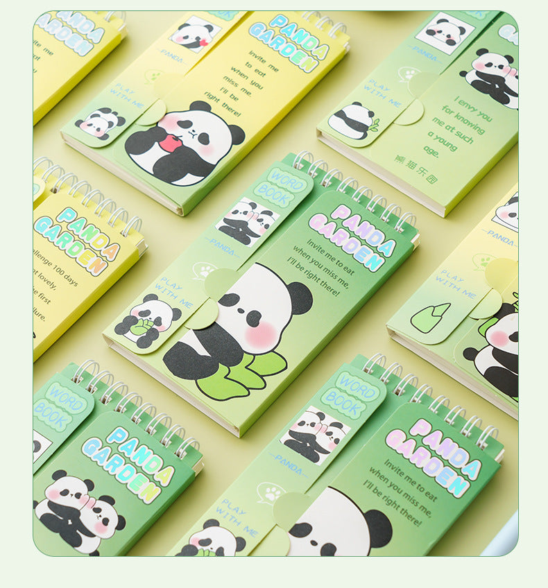 Cartoon cute panda English word book can cover diary, portable portable notebook, pocket book