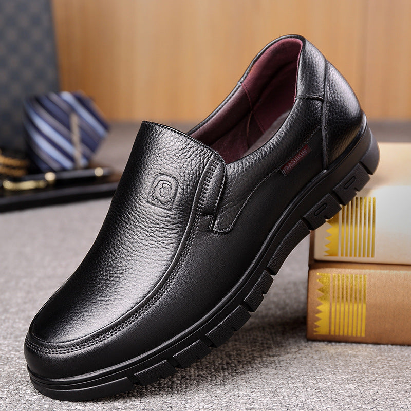 The first layer of cowhide men's shoes for the elderly, business casual men's leather shoes, men's leather soft soles, soft leather for the middle-aged and elderly, dad shoes
