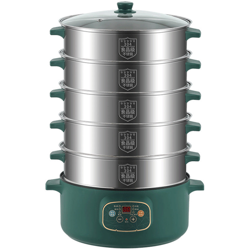 Electric steamer multi-functional household large-capacity three-layer electric steamer appointment timing multi-layer steamed steamed bread intelligent cooking pot