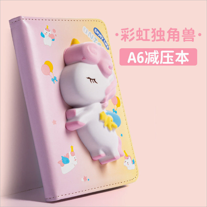 Creative A6 decompression notebook, 3D soft cute memory foam doll diary, slow rebound pu handbook notebook