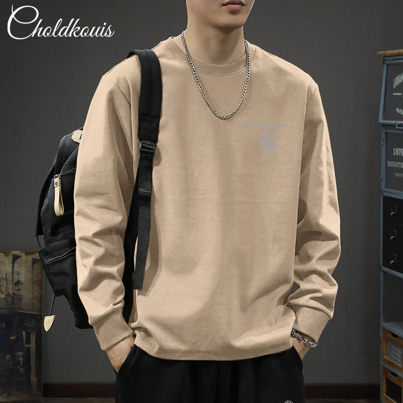 Heavy 200g Long Sleeve T-shirt Men's 2024 Spring New Casual Men's Loose Plus Size Base Shirt