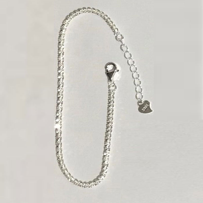 Silver ~ sparkling Italy imported glitter chain nude 925 sterling silver clavicle chain cold wind necklace women