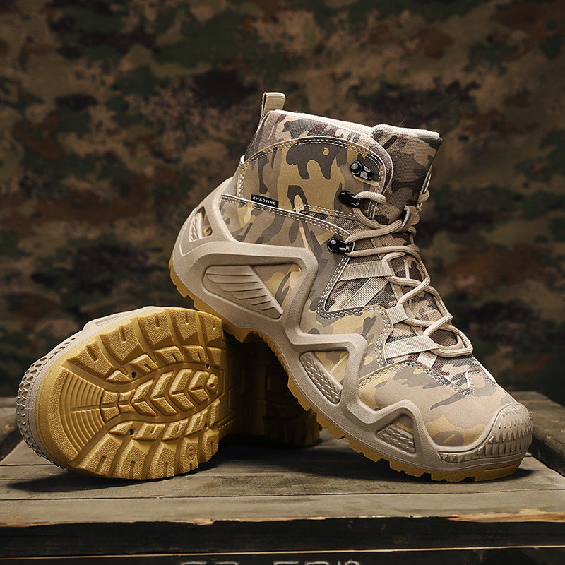 Cross-border popular plus-size 46 martin boots men's shoes high-top hiking shoes anti-slip increase camouflage outdoor training tactical shoes