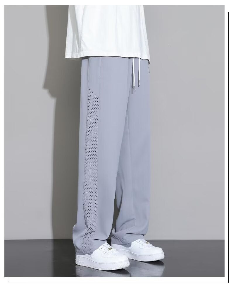 Ice silk quick-drying casual pants men's summer 2024 new straight leg pants khaki thin breathable sports pants