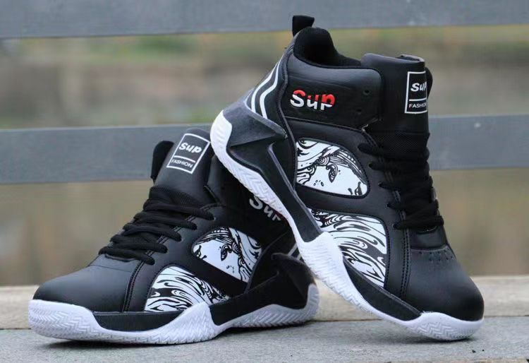 Foreign trade factory wholesale autumn and winter PU leather men's shoes basketball shoes sneakers lace-up korean fashion cross-border men's shoes