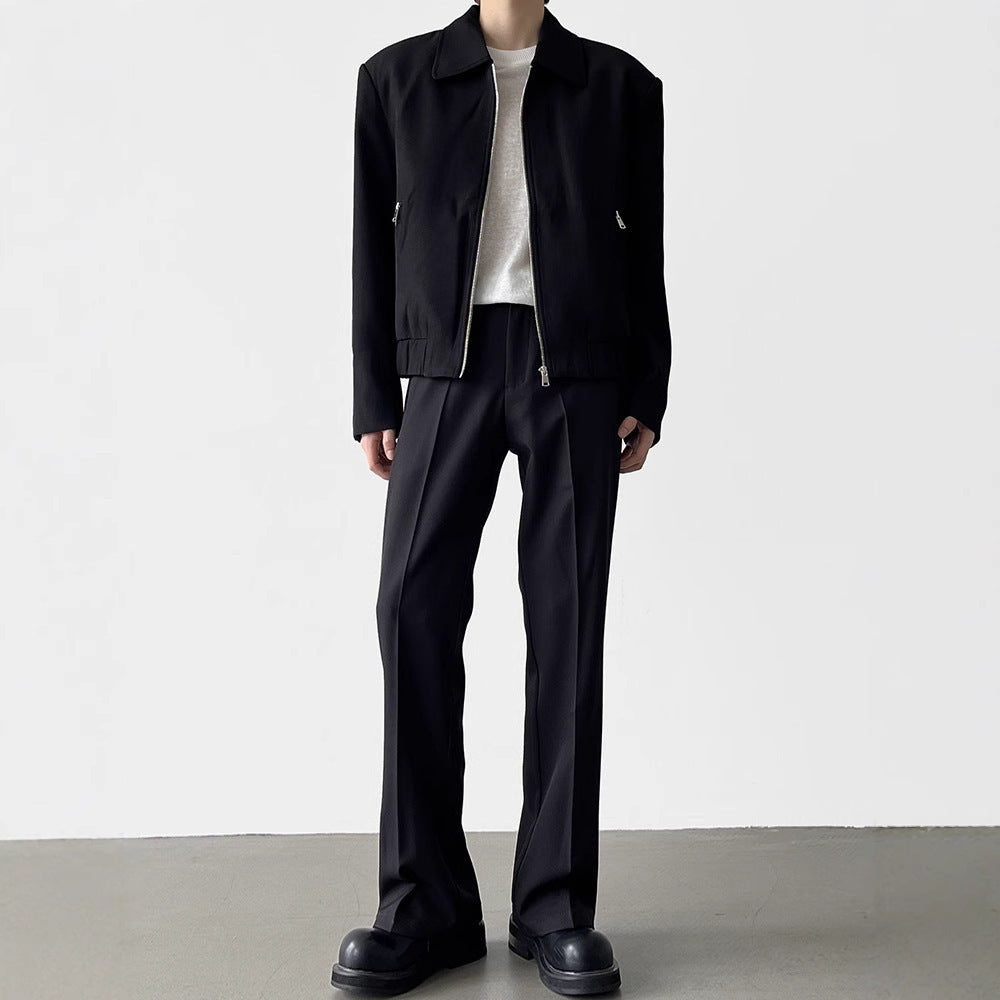 Black Cleanfit Straight Anti-Wrinkle Trousers Men's Spring and Autumn Thin Casual Loose Pants Versatile Drapy Trousers