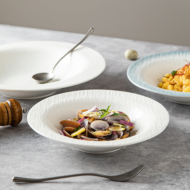 Western Food, Quicksand, Large Soup Plate, Deep Plate, Home Salad Plate, Dish Plate, Noodle Soup Bowl, Ceramic Restaurant, Hotel Tableware