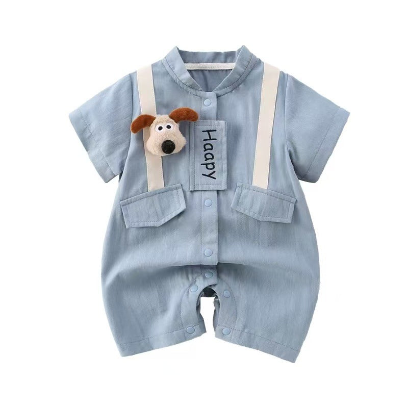 Korean version of baby summer clothes, baby boys, super cute cartoon onesies, baby foreign style, fashion crawling clothes