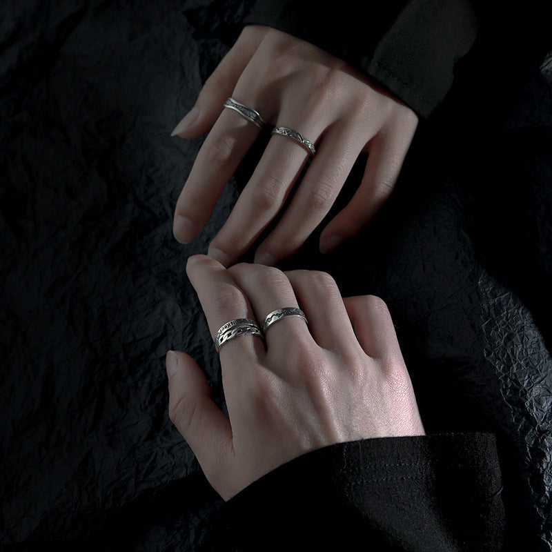 Retro male tide ring ins single ring hip-hop student index finger opening adjustable male personality ladies ring