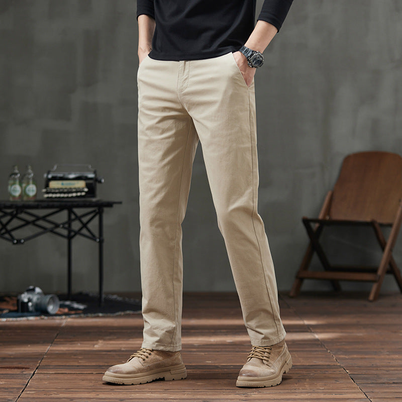 Men's Cotton Slacks Straight Business Loose Trend 2025 Summer New High-end Breathable Versatile Pants Men