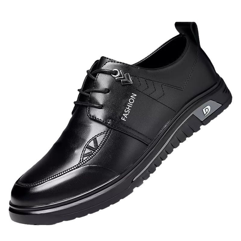 Men's shoes: new 2025 soft soles, comfortable and breathable, business men's summer casual leather shoes, trendy and versatile lace-up leather shoes