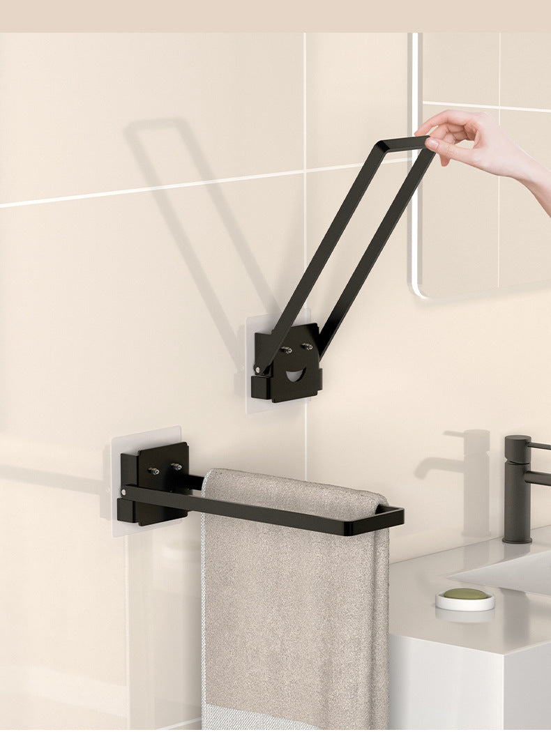 Non-perforated bathroom towel rack, toilet bath towel rack, kitchen shelf, wall corner seam storage shelf, folding and wall hanging