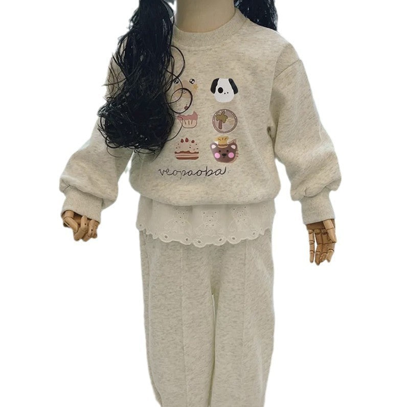 Girls' sweatshirt set spring and autumn 2025 new children's casual fashion autumn baby cotton foreign autumn clothes sports